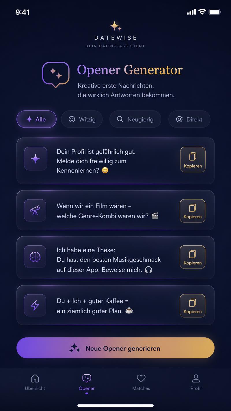 Noluvira App Funktion: Opener Generator